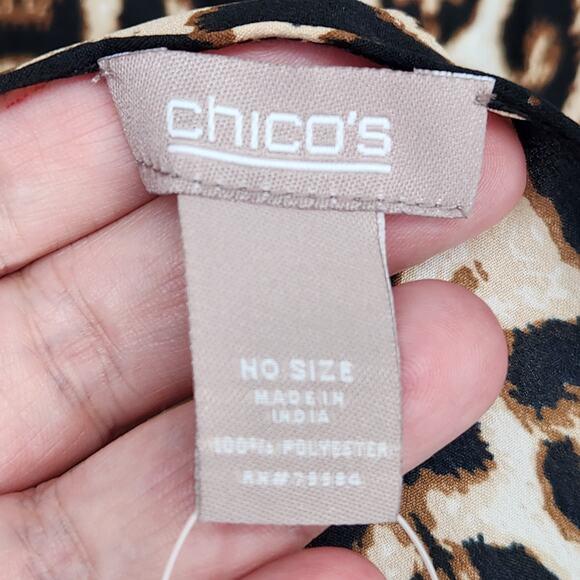 NWT Chico's Cat Attack Oblong Leopard Fringe Scarf Women's OS - Picture 2 of 7